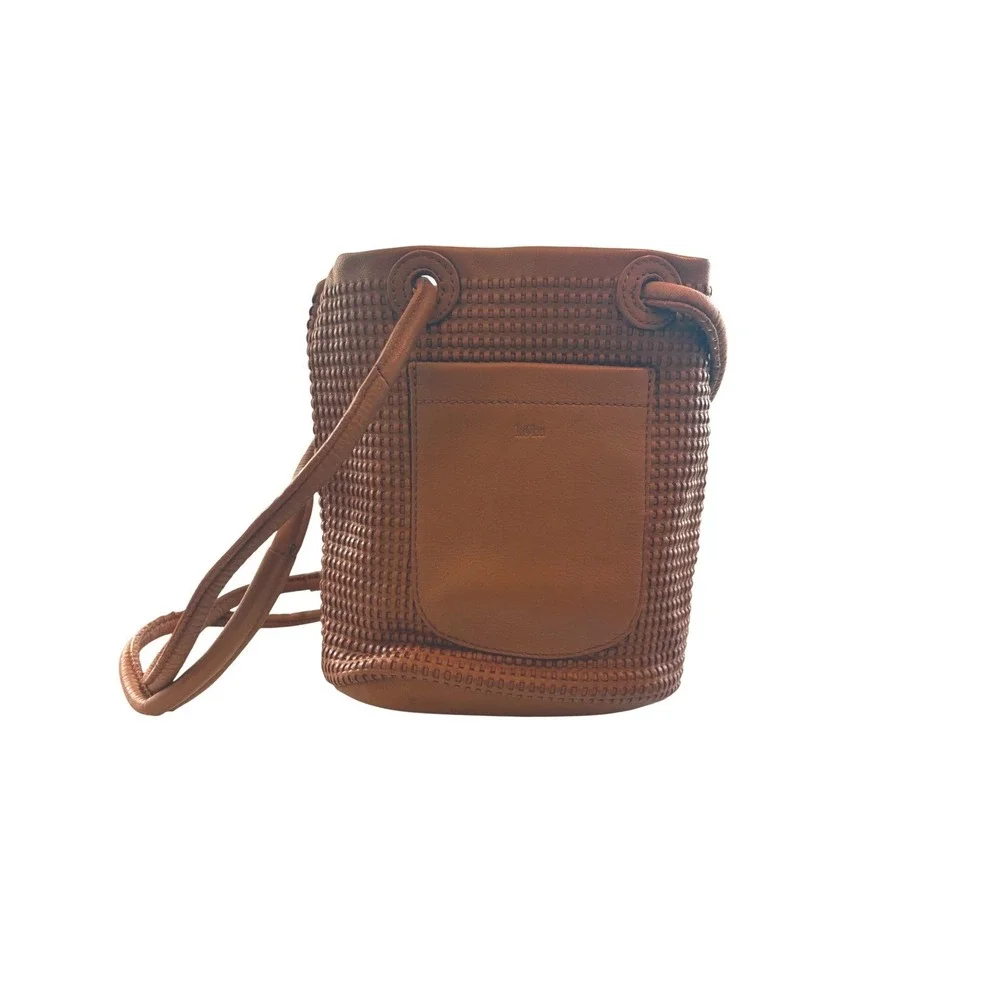 Koba Tan Woven Leather‎ Bucket Bag Shoulder Purse SP18/35622 Brown